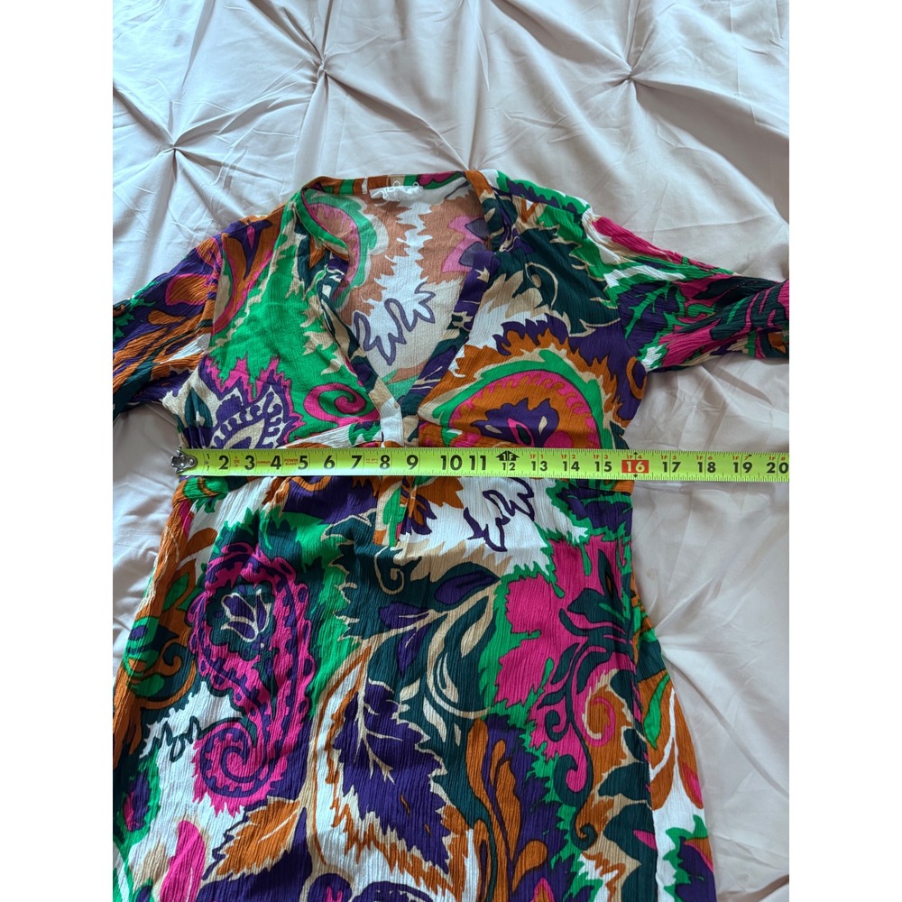 Ba&sh Lady Dress Silk Bohemian Paisley Print Mini V-Neck Multi-Color Size XS - Picture 5 of 10